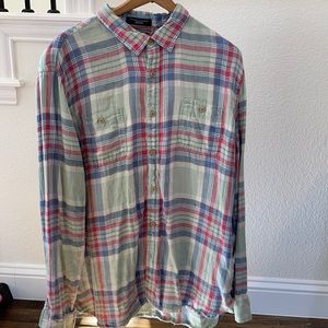 Nordstrom Men’s Shop - Green & Pink flannel shirt - Size XXL / Trim Fit